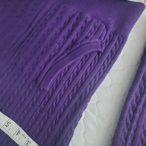 NWT Ralph Lauren Big Girls Cable Cotton Full Zip Hoodie Purple Size 12/14 Large - Picture 9 of 14